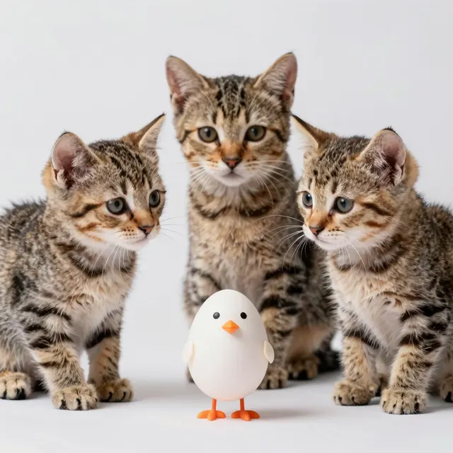 Les chatons et l'œuf