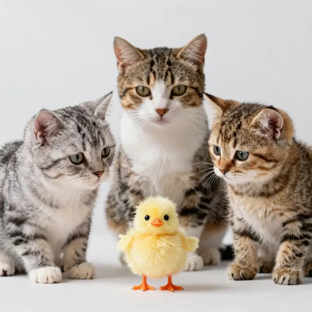 Les chats et le poussin